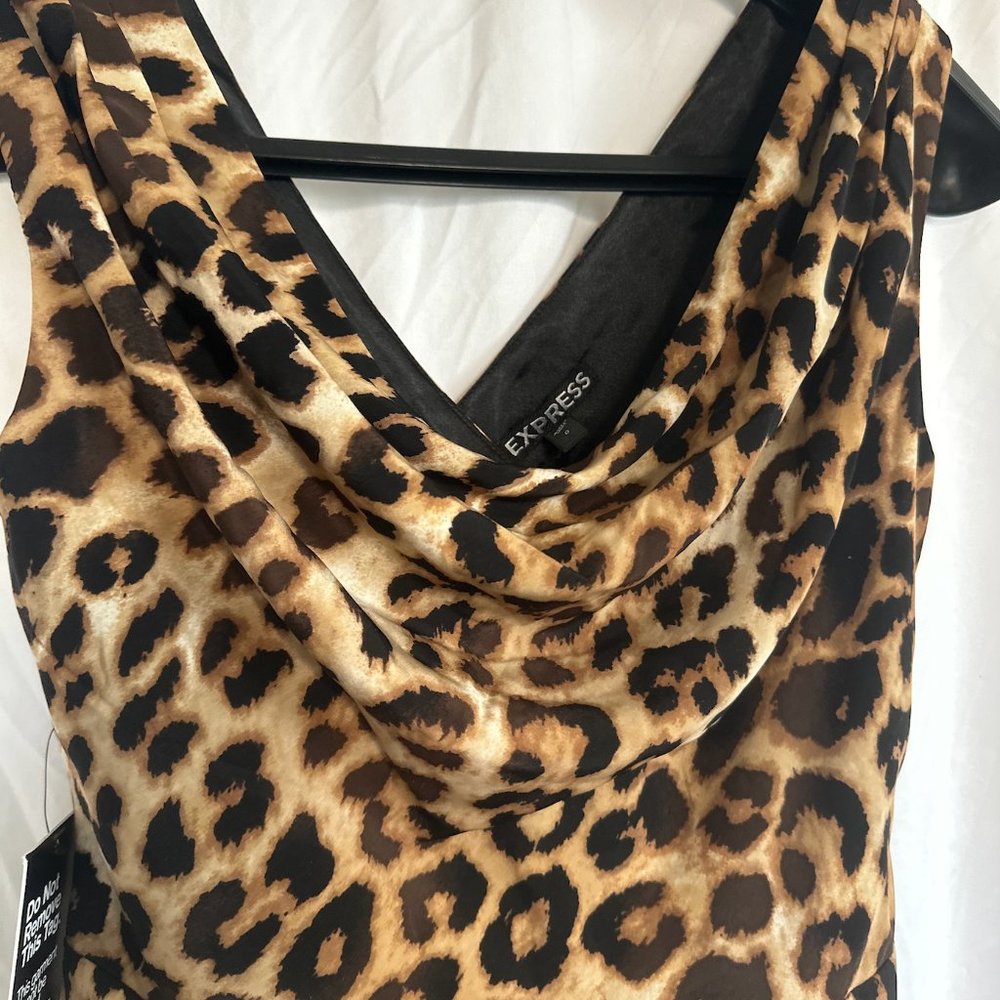 Cheetah Animal Print Tiered Sheath Cocktail Dress | EXPRESS (small)